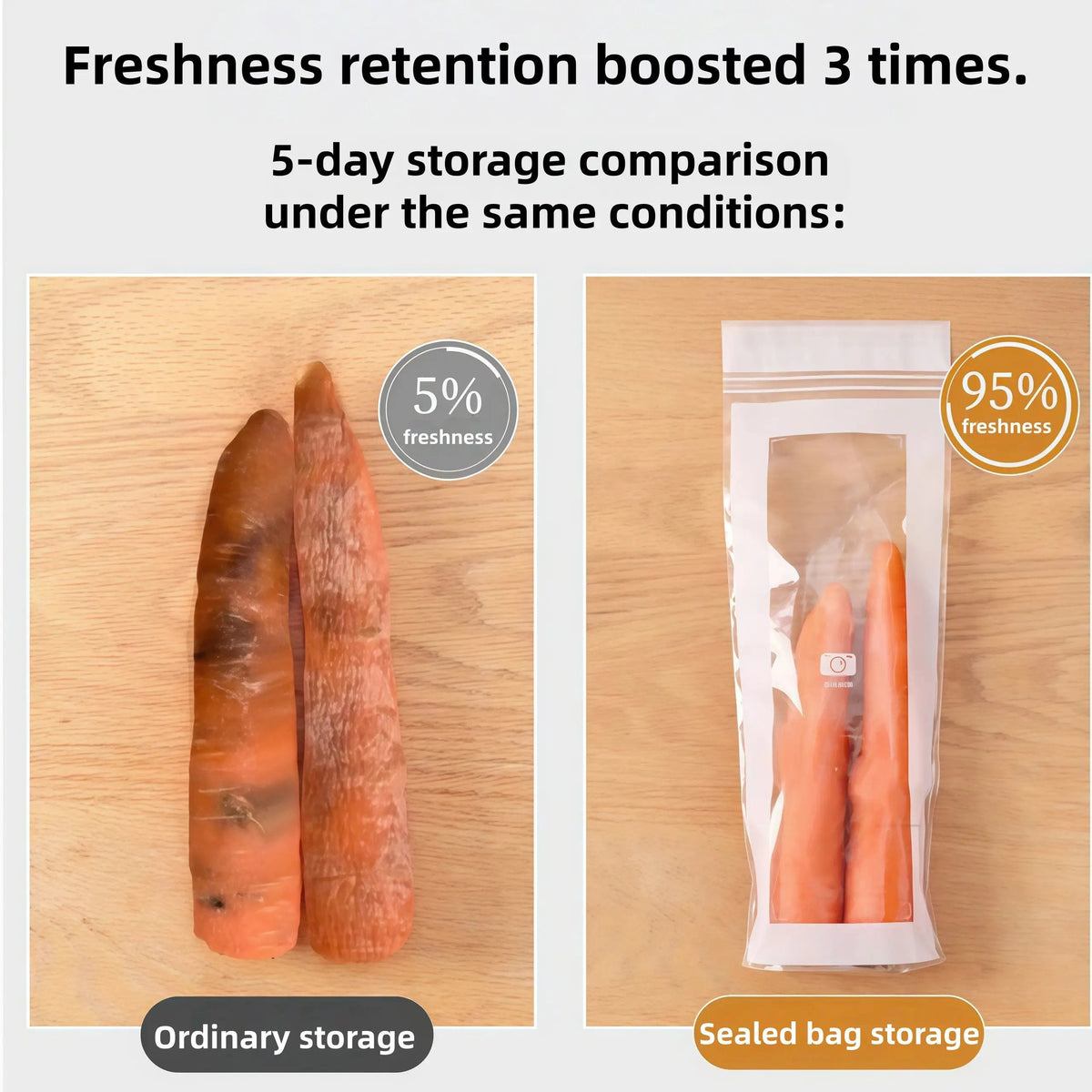 🔥 49% OFF Limited Offer – 🥬 60/120PCS Reusable Long Food Storage Bags, Double-Zip Seal Freshness Bags for Kitchen
