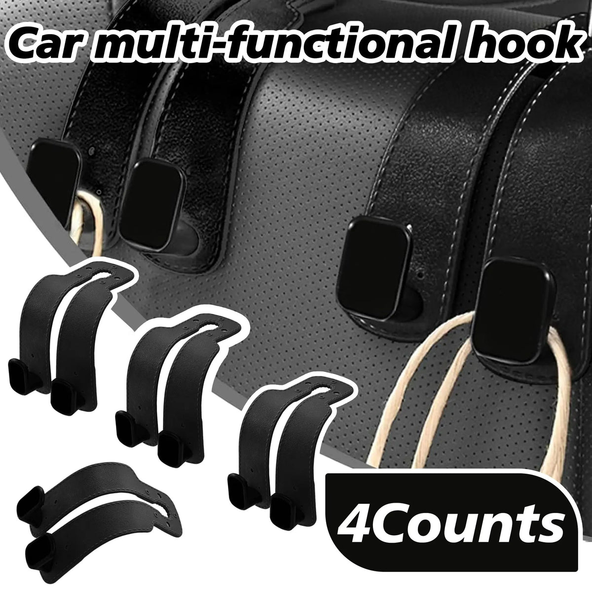 🔥Hot Sale 49% off🌟4 Counts Car Seat Headrest Hook, Improved Car Seat Back Double Hooks