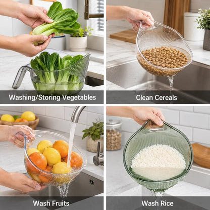 🎉Multi-Functional Rice Strainer with Handle, BPA-Free Kitchen Colander