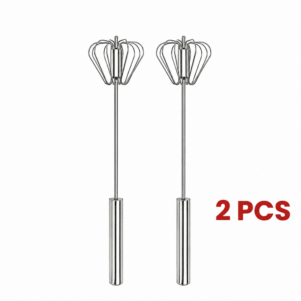 Semi-Automatic Stainless Steel Rotary Whisk – Hand-Push Food-Grade Egg Beater