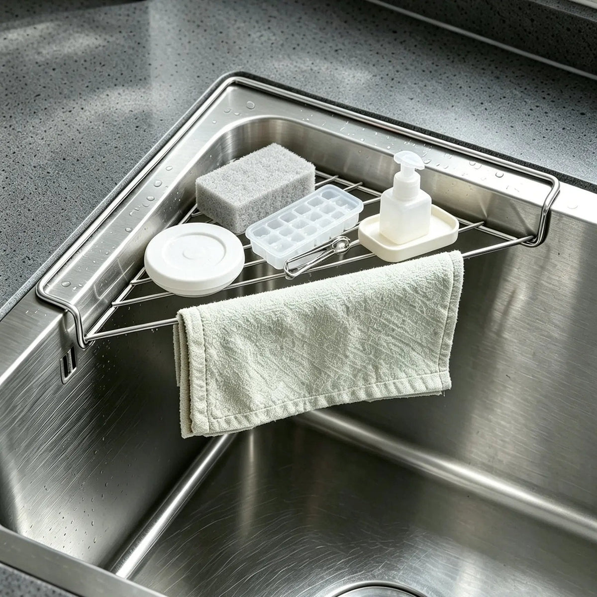 🔥Last Day BUY 1 GET 1 FREE💧Corner Sink Draining Shelf with Open Wire Rack Design