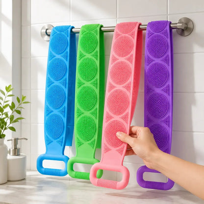 🛁 Silicone Bath Brush Back Scrubber with Handles