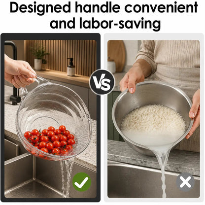 🎉Multi-Functional Rice Strainer with Handle, BPA-Free Kitchen Colander