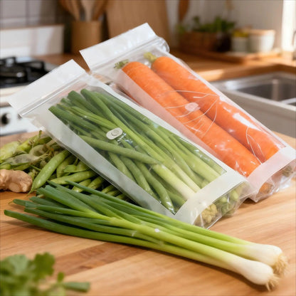 🔥 49% OFF Limited Offer – 🥬 60/120PCS Reusable Long Food Storage Bags, Double-Zip Seal Freshness Bags for Kitchen