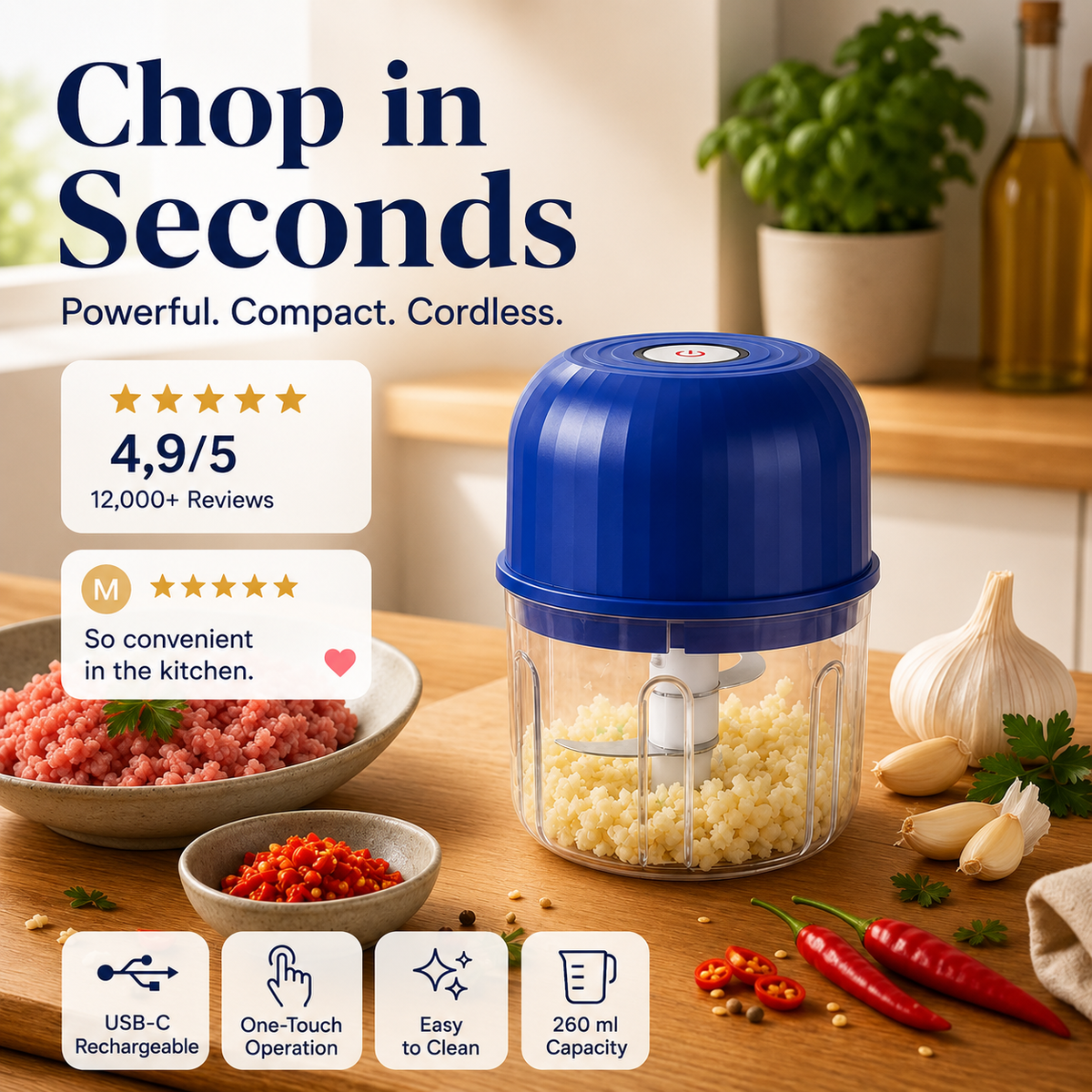 ⏳🍹The Powerful Mini Food Chopper That Makes Everyday Meal Prep Fast & Effortless