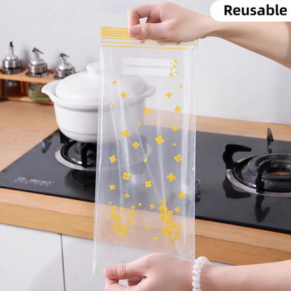 🔥 49% OFF Limited Offer – 🥬 60/120PCS Reusable Long Food Storage Bags, Double-Zip Seal Freshness Bags for Kitchen