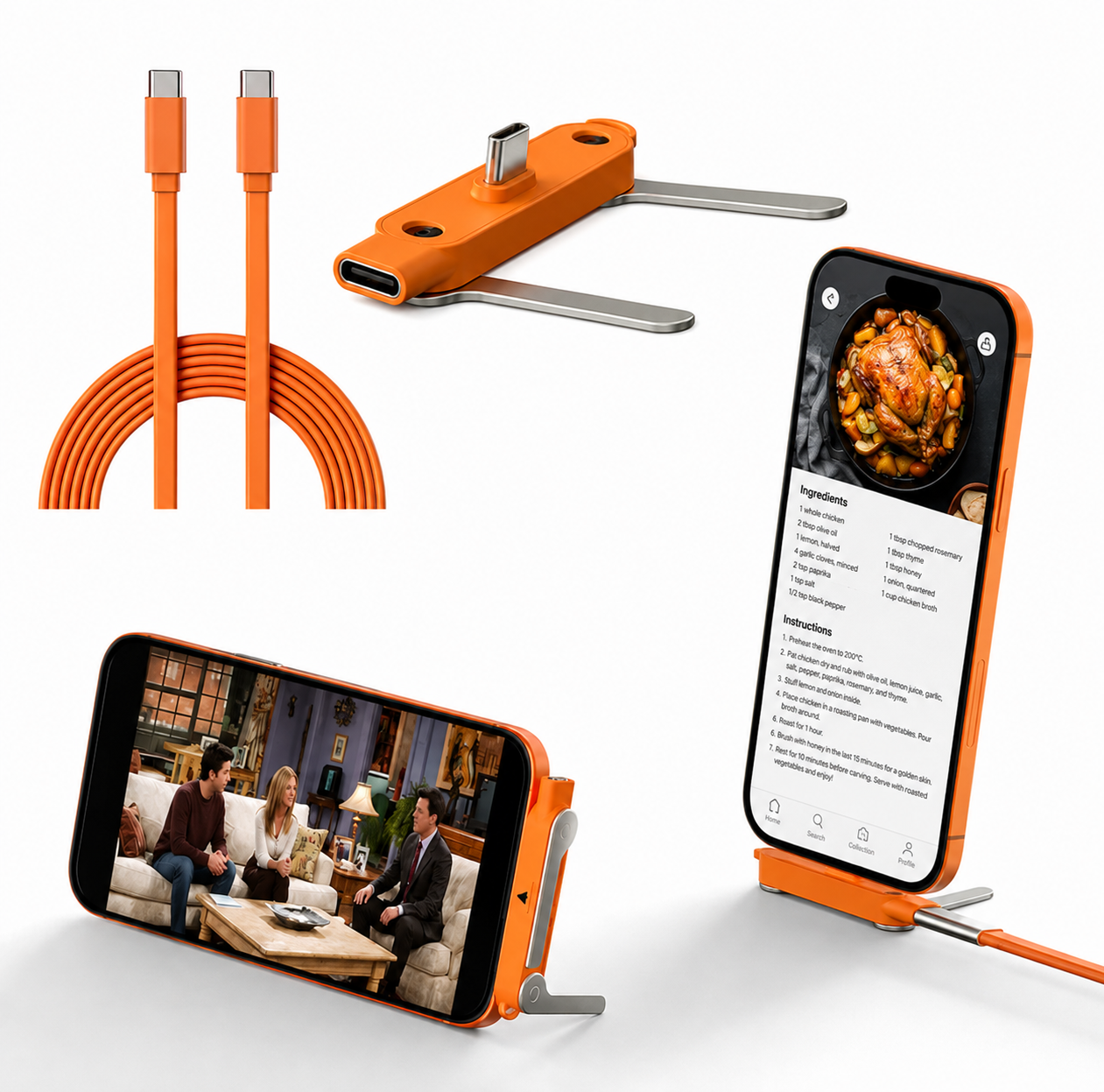 🔥240W Fast Charging Adapter with 360° Foldable Phone Stand🔥