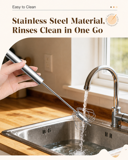 Semi-Automatic Stainless Steel Rotary Whisk – Hand-Push Food-Grade Egg Beater