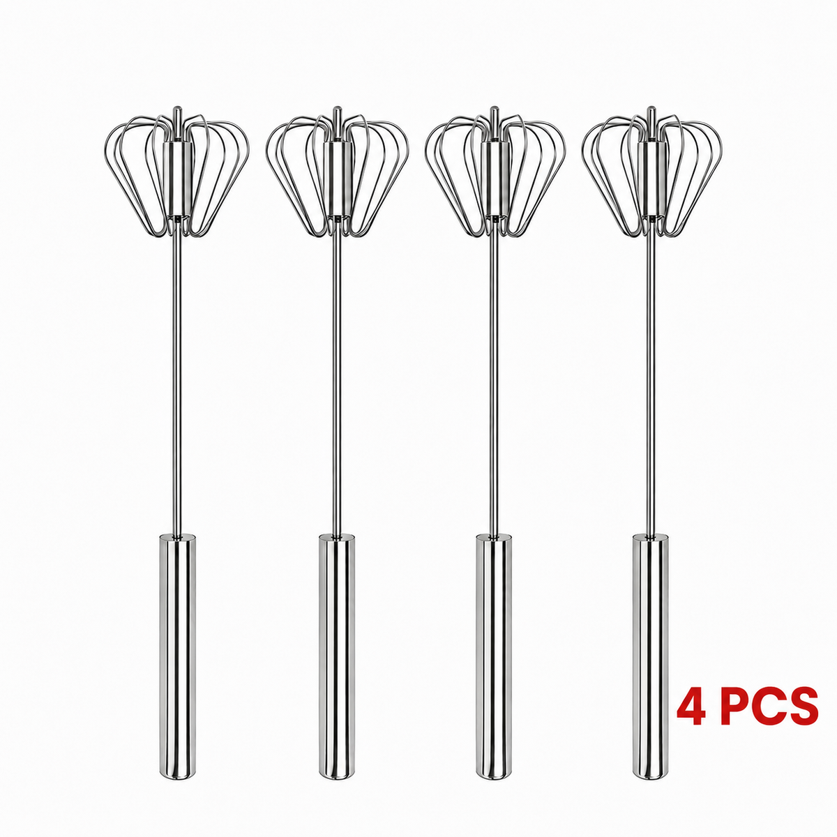 Semi-Automatic Stainless Steel Rotary Whisk – Hand-Push Food-Grade Egg Beater