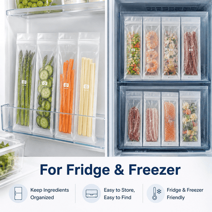🔥 49% OFF Limited Offer – 🥬 60/120PCS Reusable Long Food Storage Bags, Double-Zip Seal Freshness Bags for Kitchen