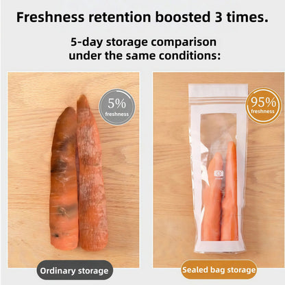 🔥 49% OFF Limited Offer – 🥬 60/120PCS Reusable Long Food Storage Bags, Double-Zip Seal Freshness Bags for Kitchen