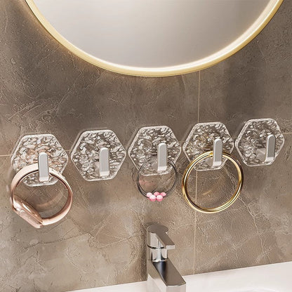 Hexagonal Ripple Self-Adhesive Hooks, Heavy Duty Waterproof Sticky Hooks 🪝