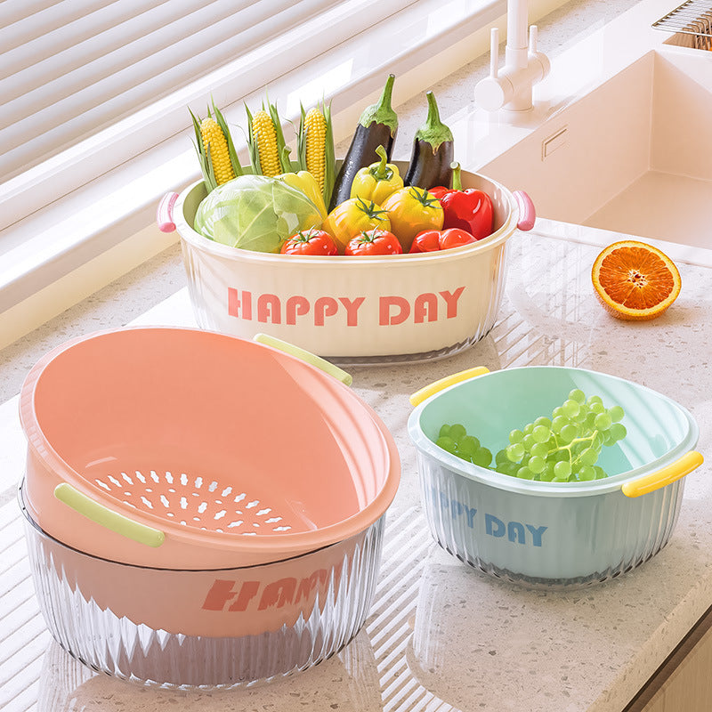 Double-Layer Fruit & Vegetable Draining Basket