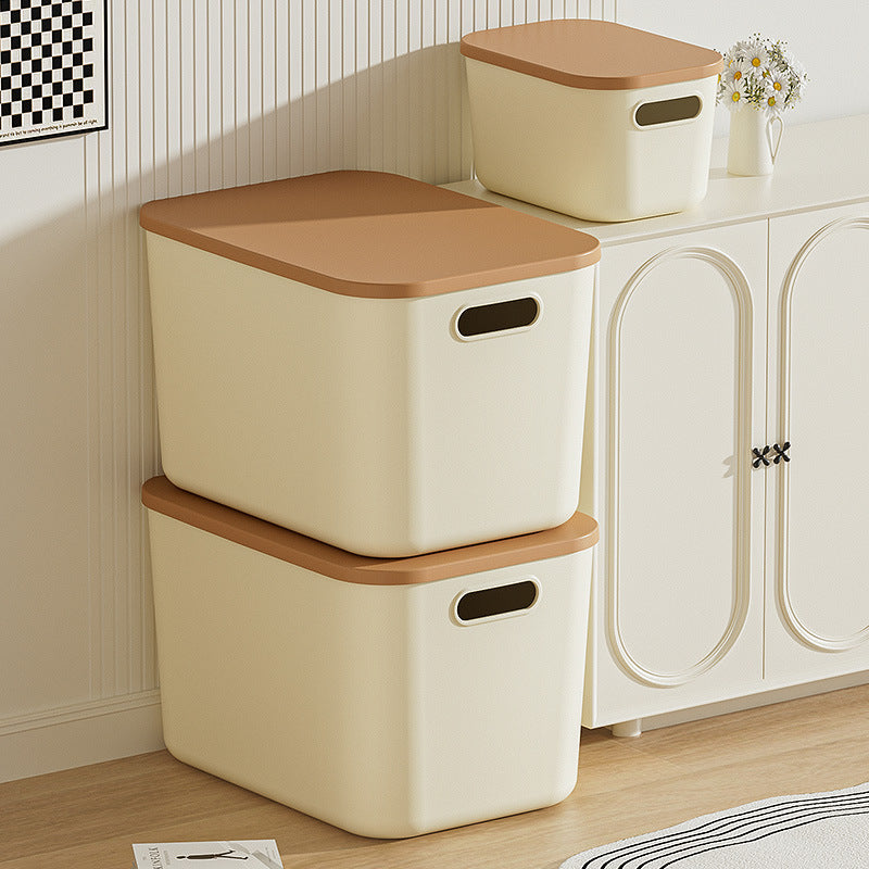 Cream Style Plastic Storage Box With Lid