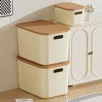Cream Style Plastic Storage Box With Lid