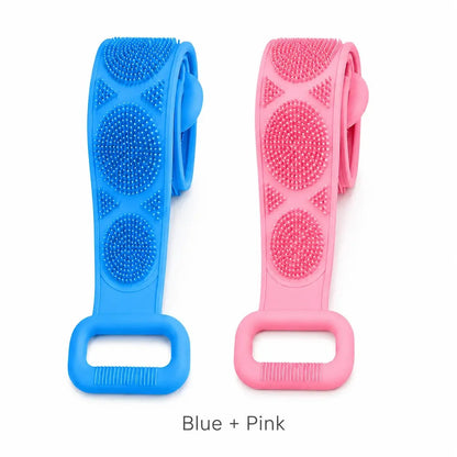 🛁 Silicone Bath Brush Back Scrubber with Handles