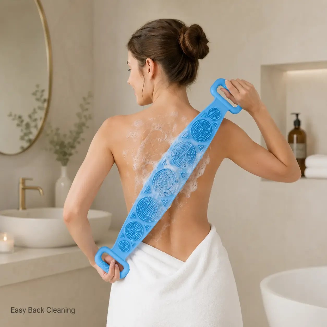 🛁 Silicone Bath Brush Back Scrubber with Handles