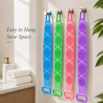 🛁 Silicone Bath Brush Back Scrubber with Handles