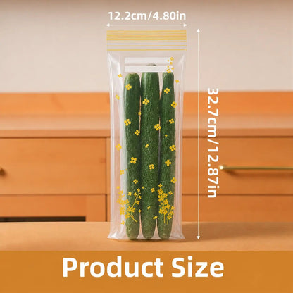 🔥 49% OFF Limited Offer – 🥬 60/120PCS Reusable Long Food Storage Bags, Double-Zip Seal Freshness Bags for Kitchen