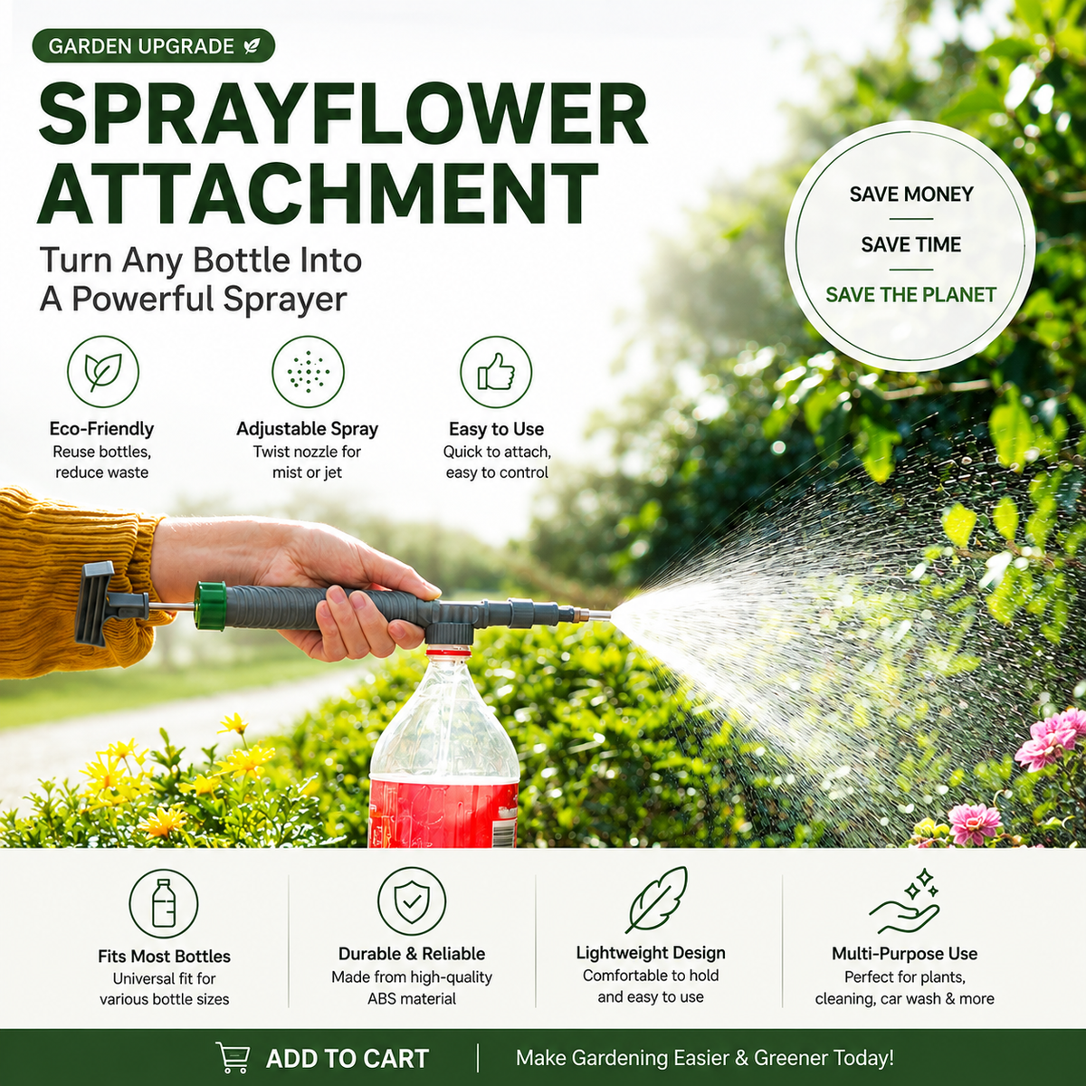 Turn Any Bottle Into a Powerful Sprayer  Pump. Press. Spray.