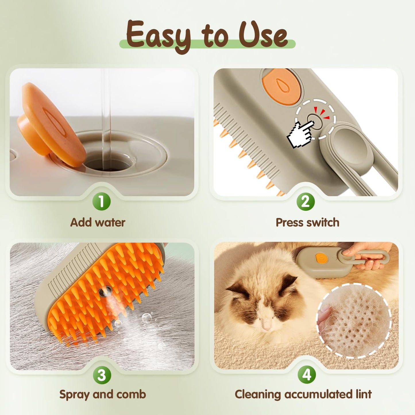 2-in-1 Pet Grooming Comb – Fine Mist Spray & Effortless Hair Removal
