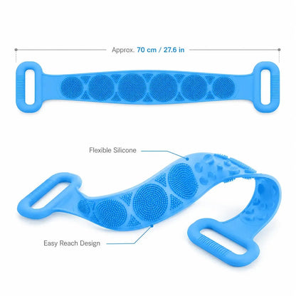 🛁 Silicone Bath Brush Back Scrubber with Handles