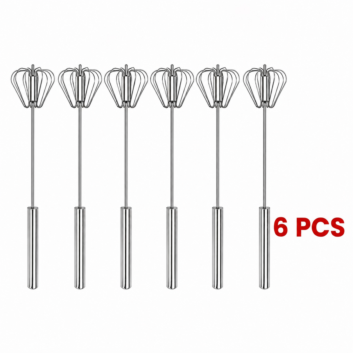 Semi-Automatic Stainless Steel Rotary Whisk – Hand-Push Food-Grade Egg Beater