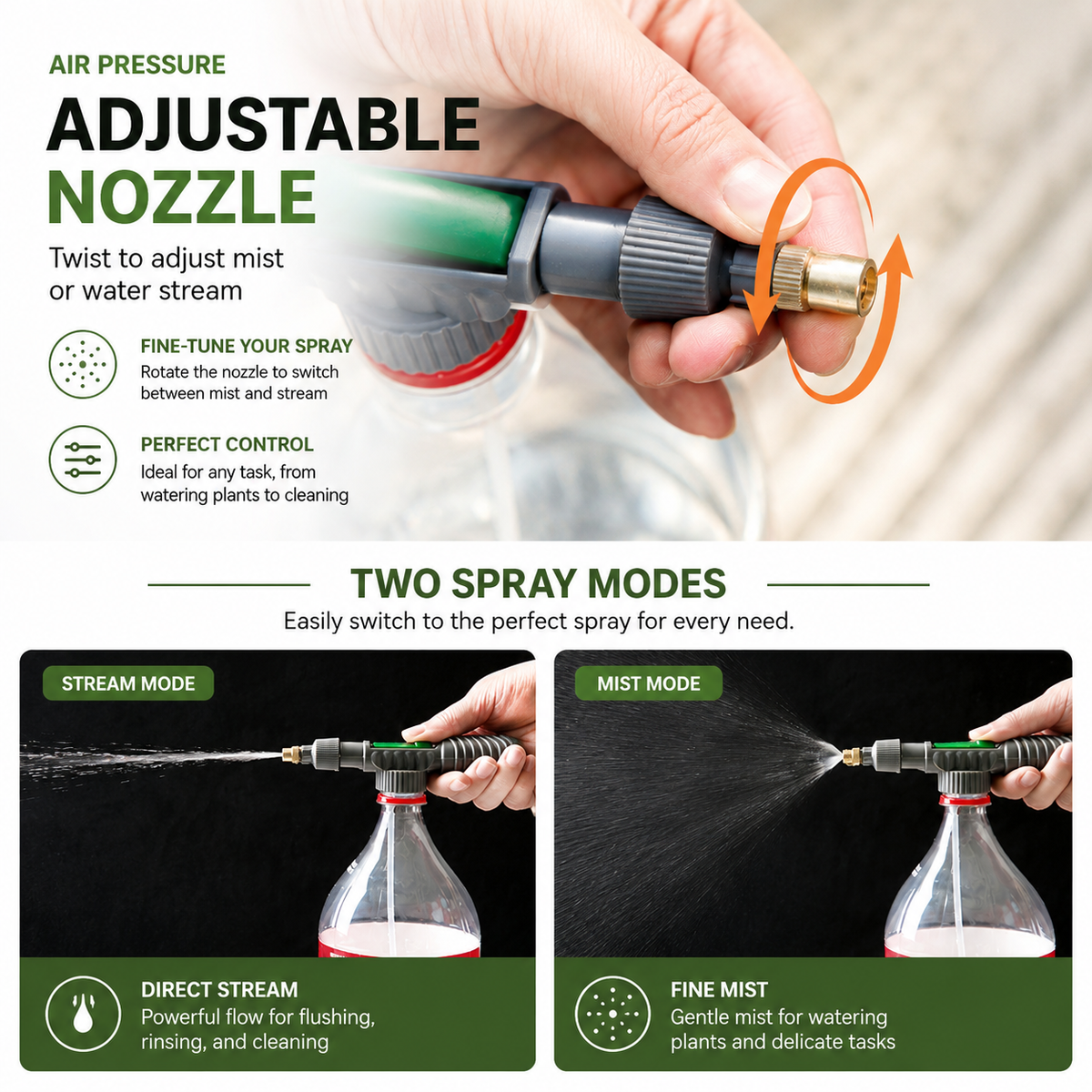 Turn Any Bottle Into a Powerful Sprayer  Pump. Press. Spray.